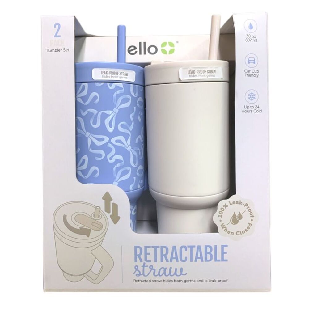 Loop De Loop/Cream - Ello Oasis Go 30oz Leak-Proof Stainless Steel Tumbler, 2 Pa